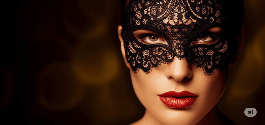 Mujer sensual elegante con una máscara de encaje para los ojos