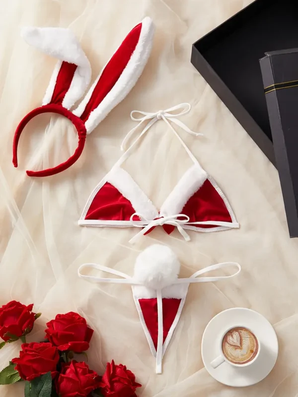 Conejita Festiva – Set navideño travieso de 3 piezas