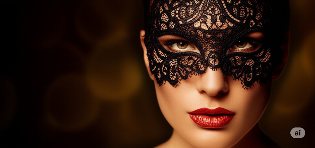 Mujer sensual elegante con una máscara de encaje para los ojos